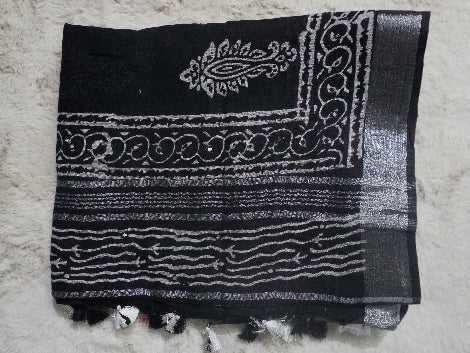 TEEJH PRINTED LINEN SAREE