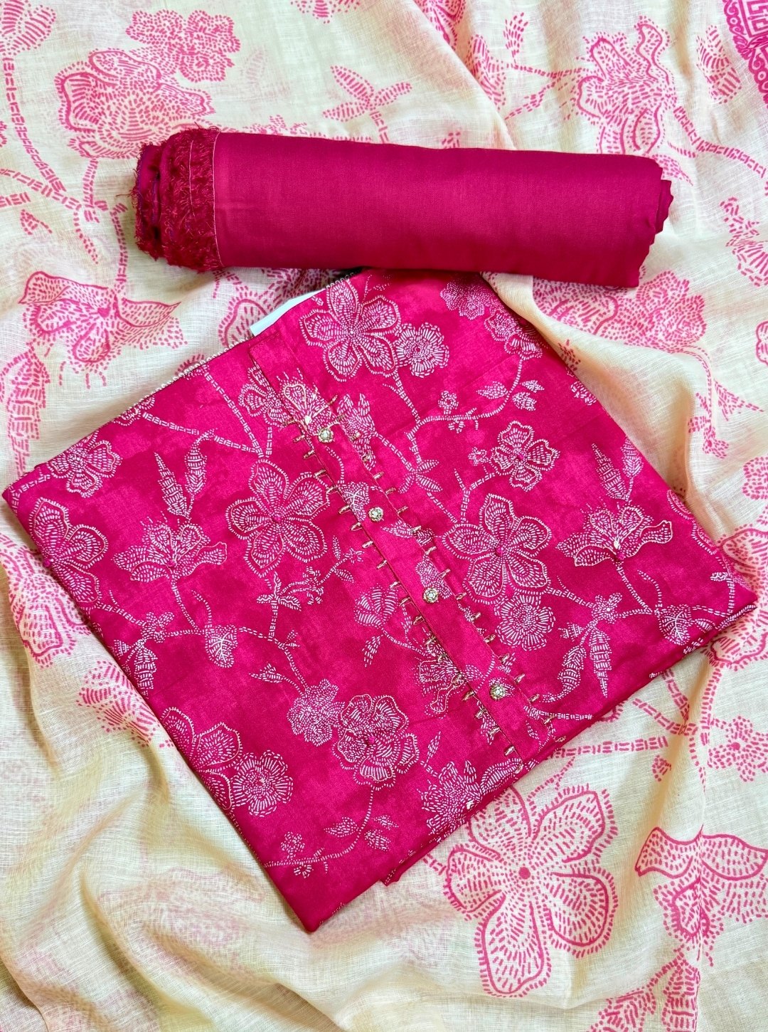 JAAM COTTON WITH GOLD PRINT WITH LINEN COTTON DUPATTA (SUIT1020)