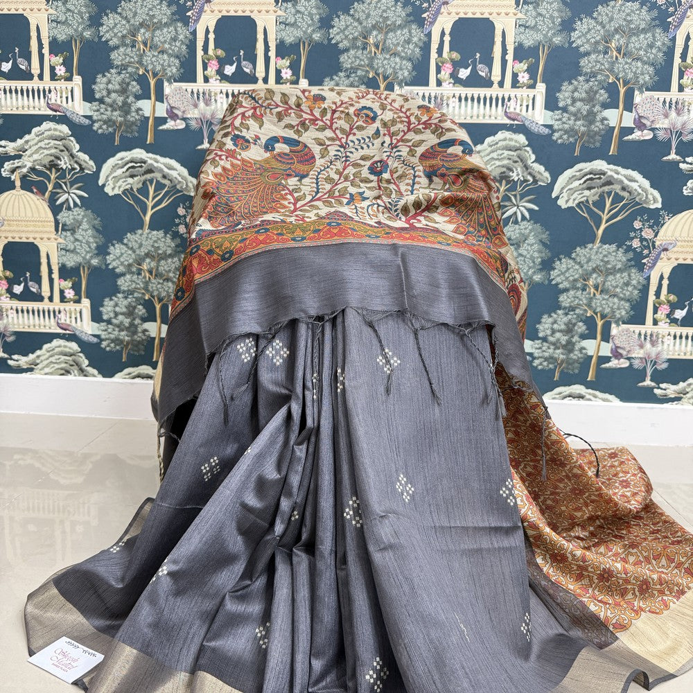 LINEN BLACK SILK SAREE (SM1005)