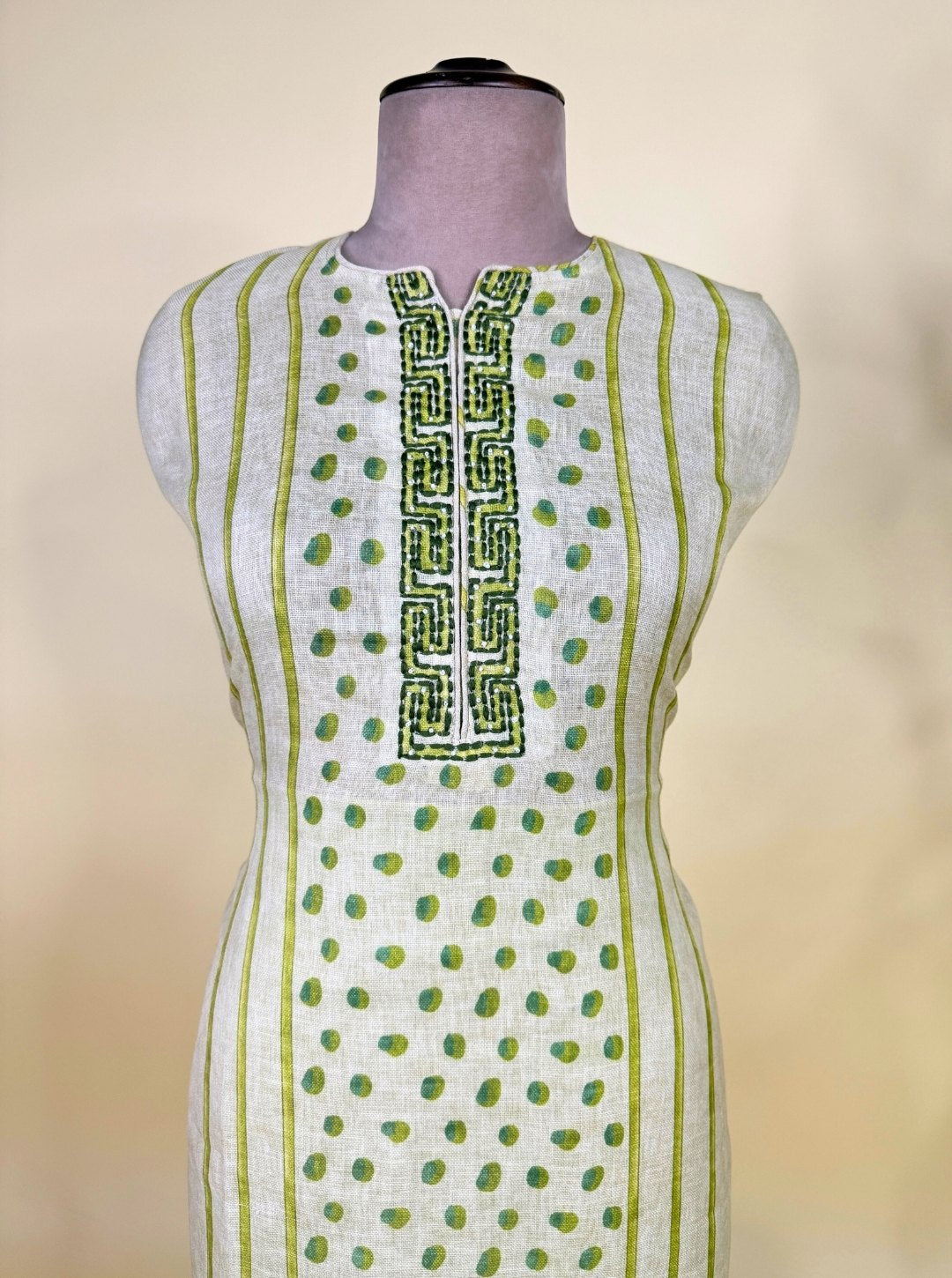 LINEN SUIT DIGITAL PRINTING MINT GREEN COLOUR LAND KANTHA WORK SUIT (SUIT1011)
