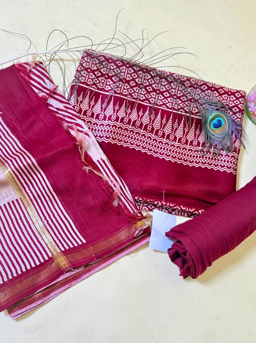 MAHESHWARI COTTON UNSTITCHED SUIT WITH EKKAT PRINT (SUIT1059)