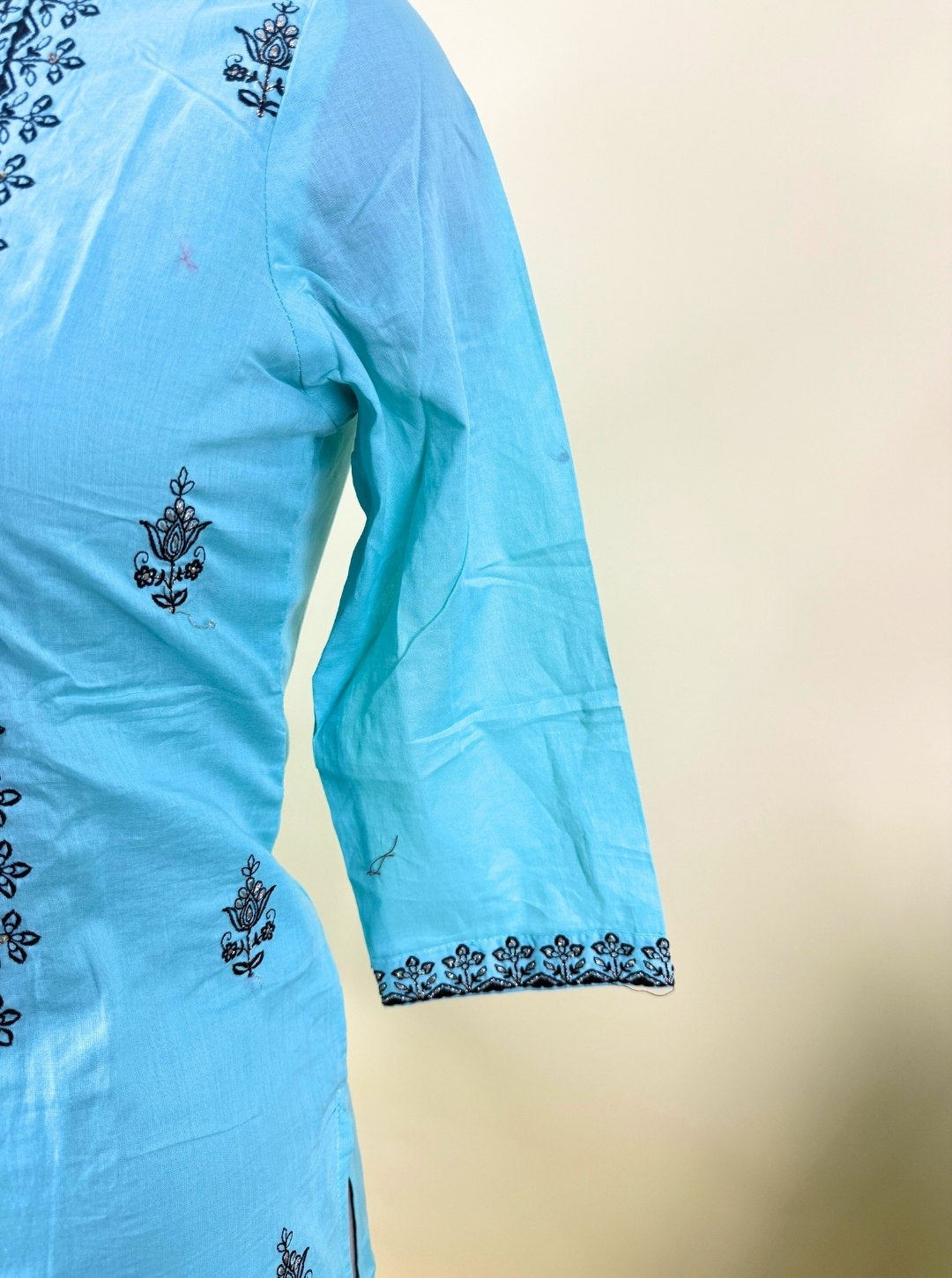 SEA GREEN MUL KURTI WITH CUTWORK DUPATTA (KUR1001)