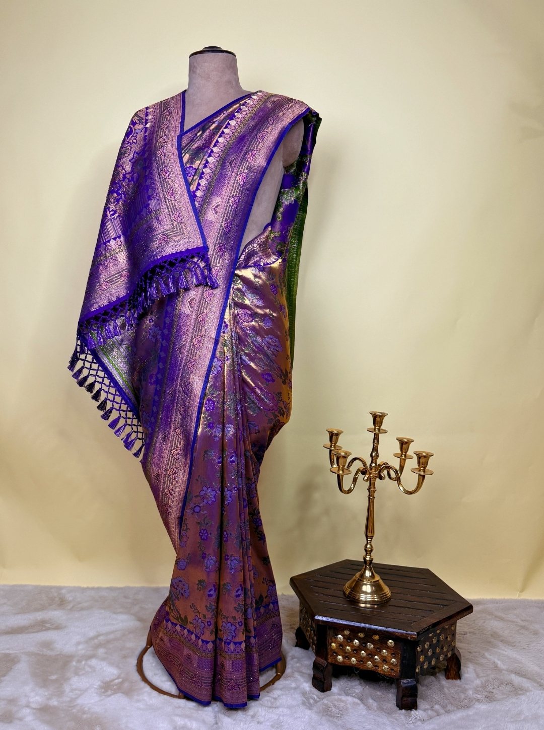 PURPLE COLOUR KANJIVARAM SILK SAREE WITH SEROSKEY WORK (SM1052)