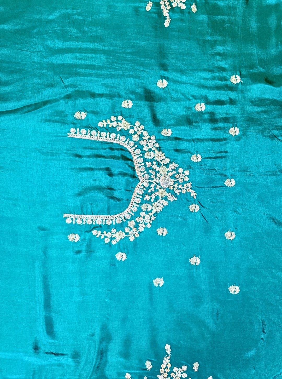 TISSUE MOONGA SILK SAREE WITH ZARI WORK & RESHAM HANDWORK (SM1051)