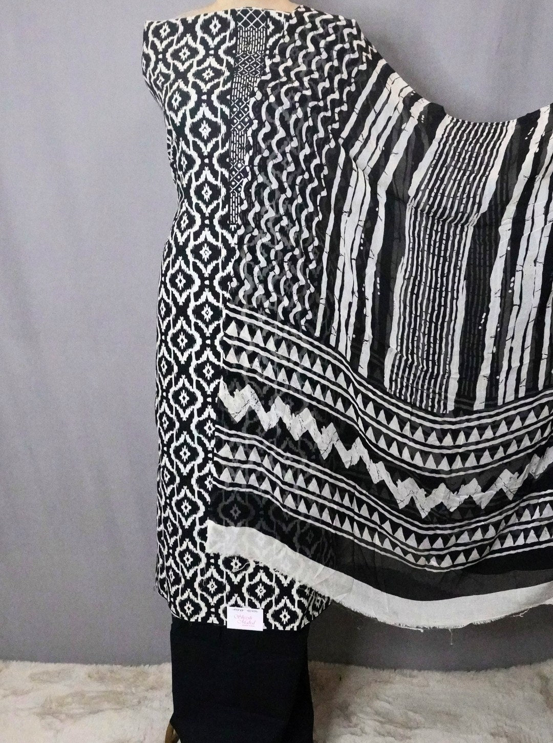 BLACK BAGRU PRINT SUIT
