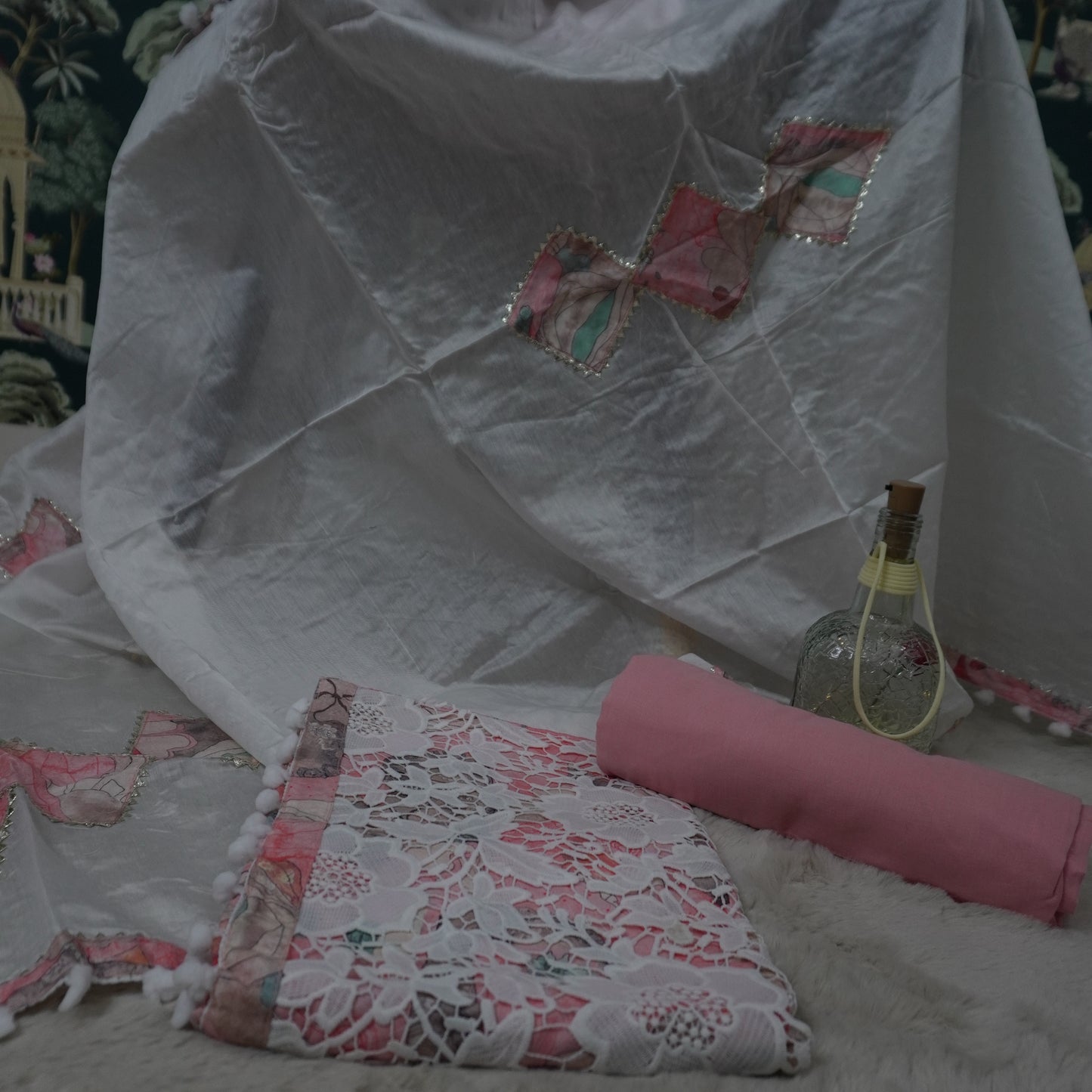 COTTON SUIT WITH LACE AND APLIC DUPATTA (SM1011)