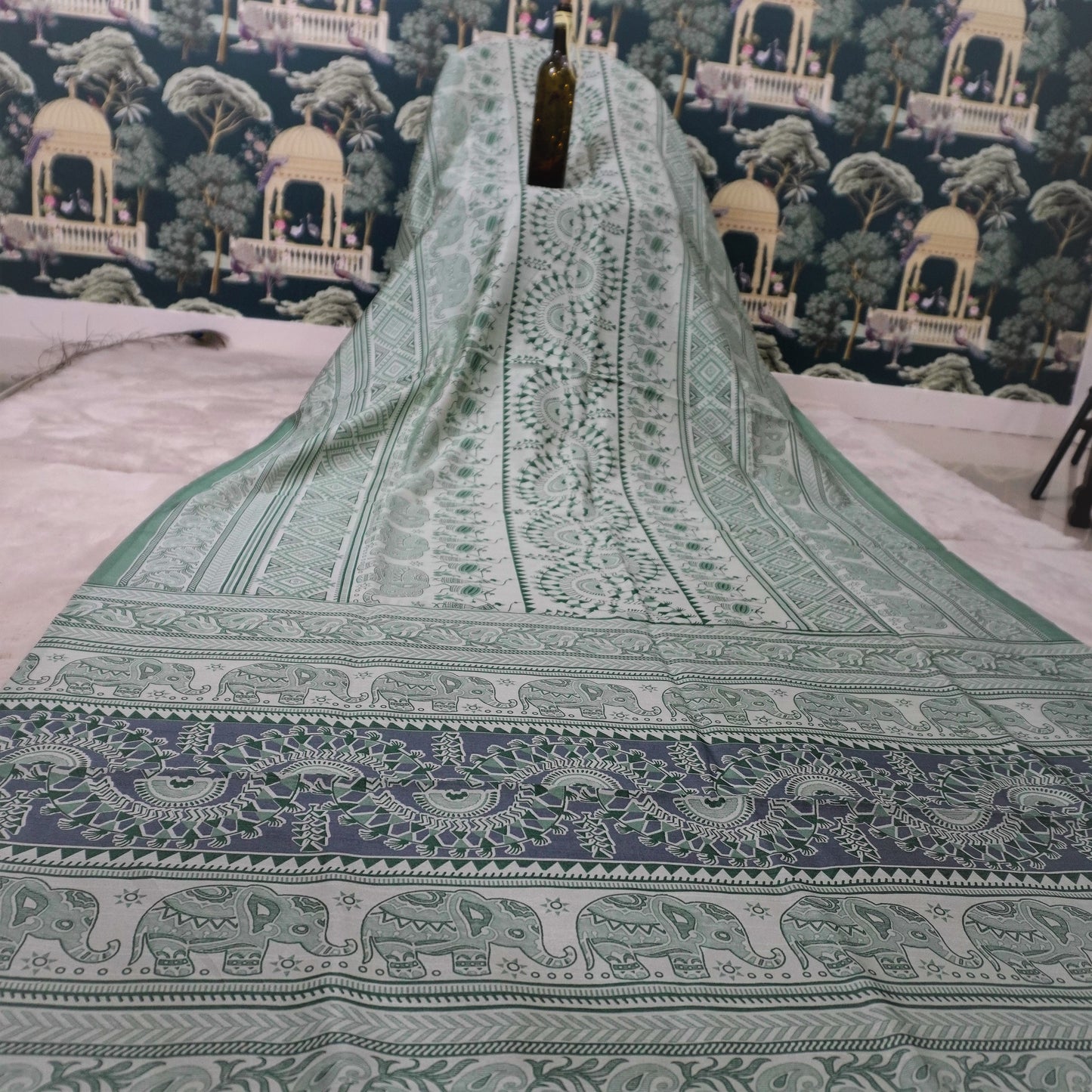 ROW SILK MADHUBANI PRINTING SAREE (SM1013)