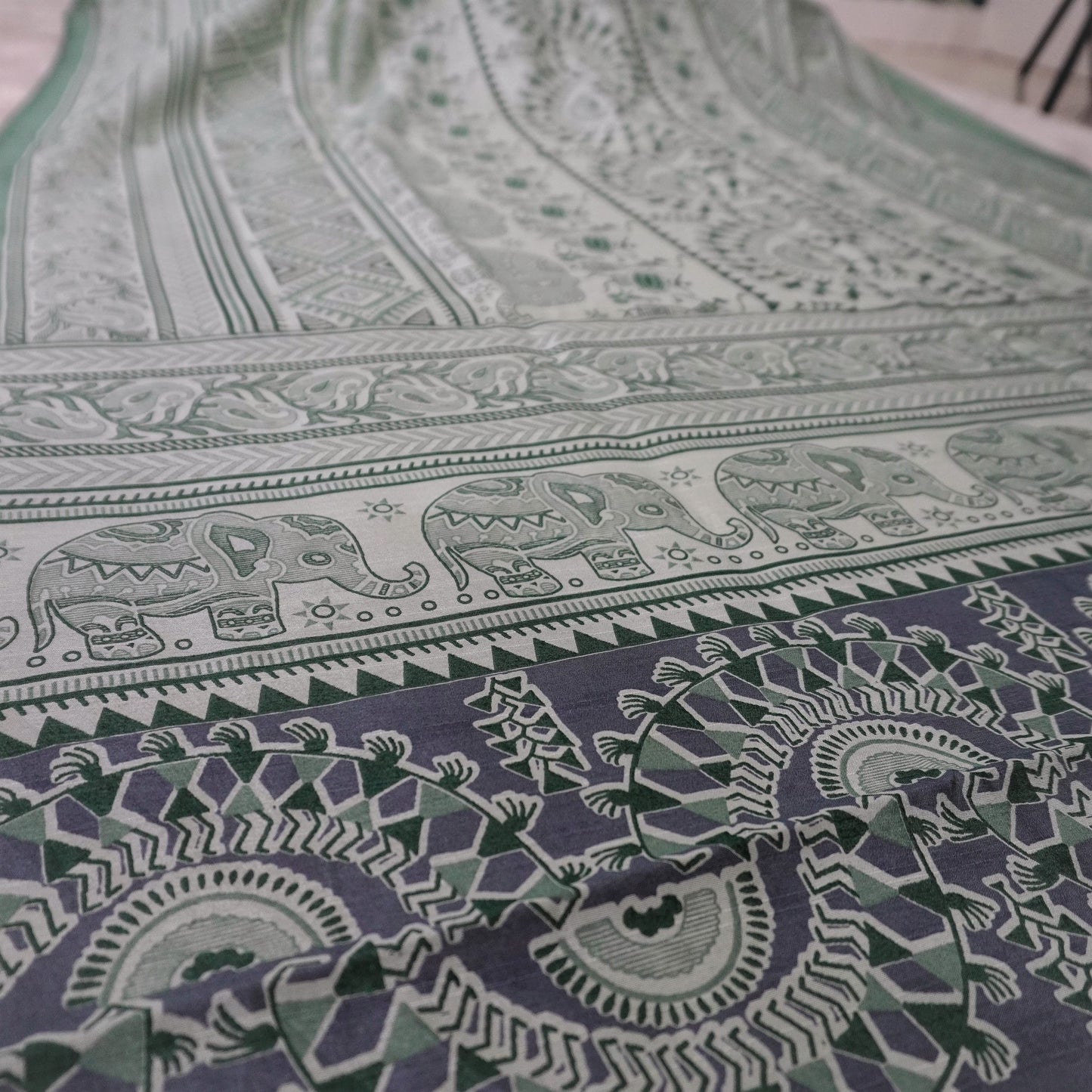 ROW SILK MADHUBANI PRINTING SAREE (SM1013)