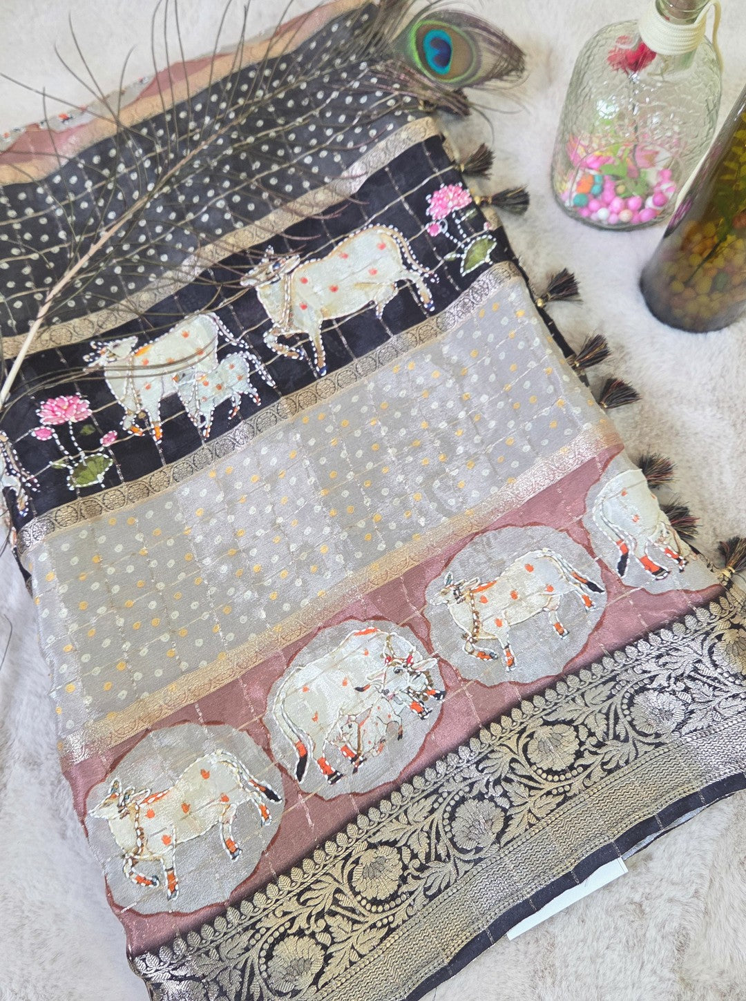 CHINON CRAPE FABRIC PICHWAI SAREE (SM1067)