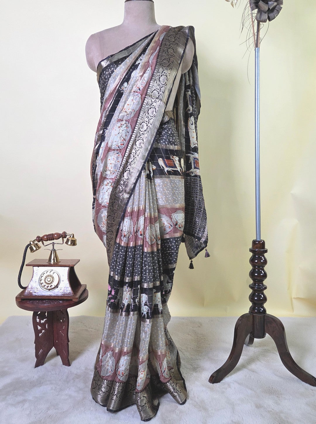 CHINON CRAPE FABRIC PICHWAI SAREE (SM1067)