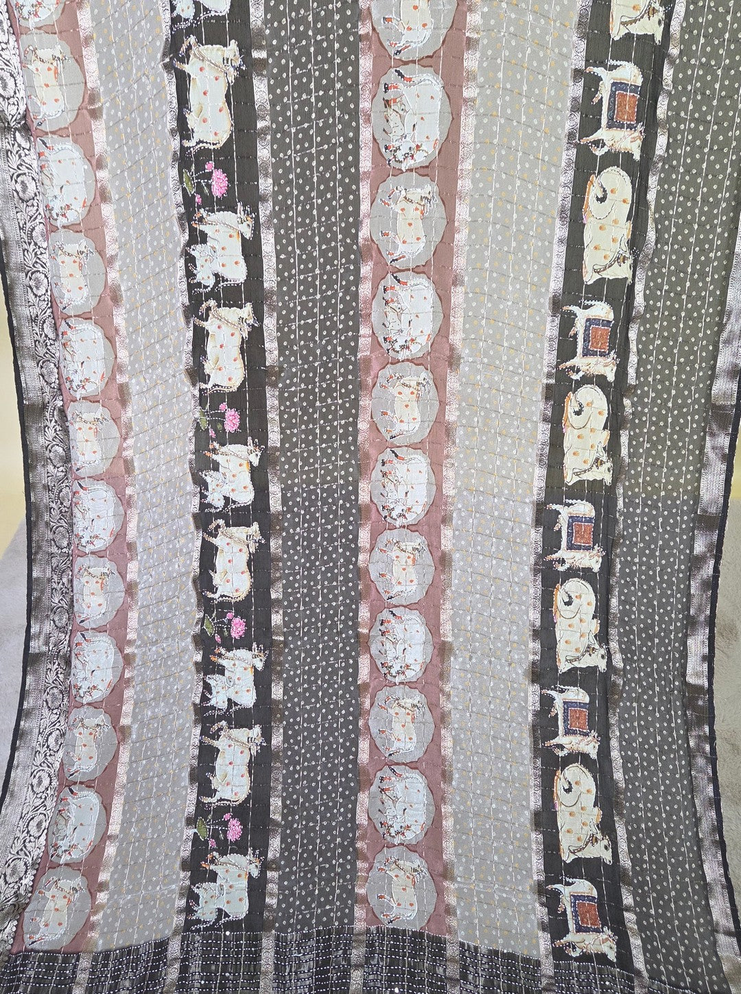 CHINON CRAPE FABRIC PICHWAI SAREE (SM1067)