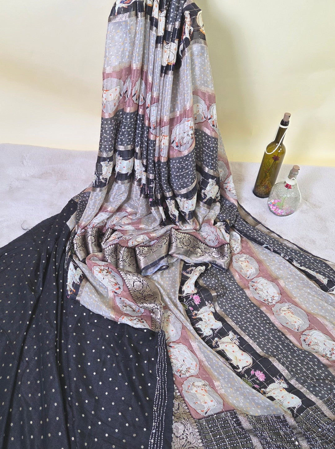 CHINON CRAPE FABRIC PICHWAI SAREE (SM1067)