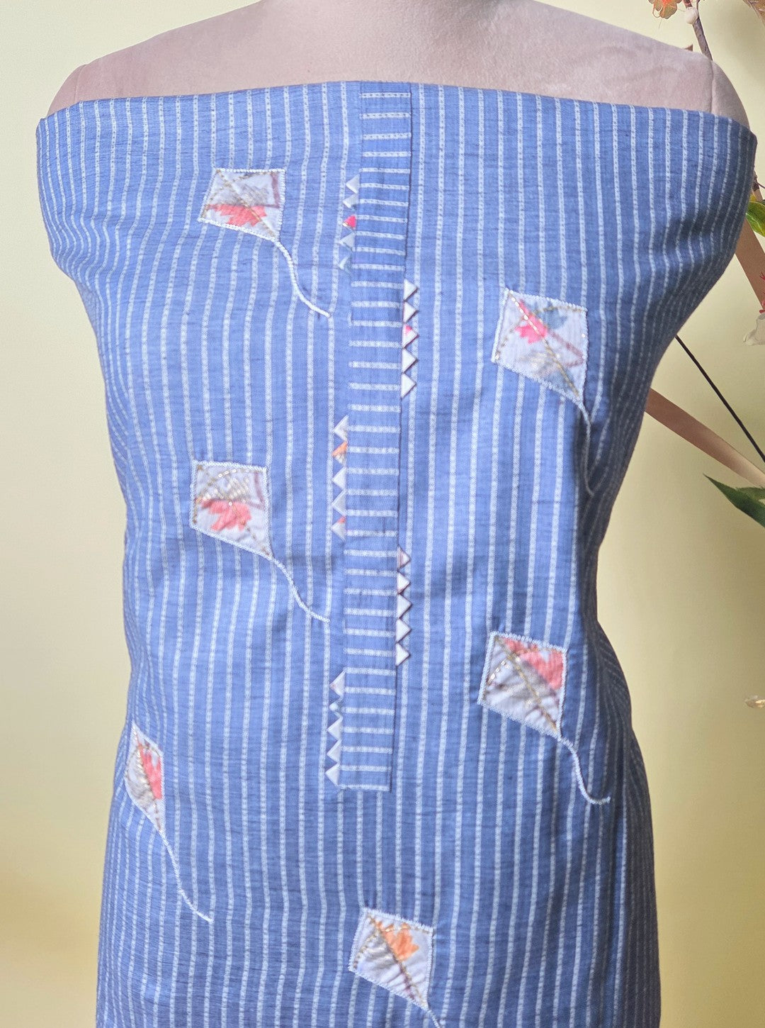 HANDLOOM COTTON & HANDLOOM COTTON DUPPATA DENIM BLUE COLOUR (SUIT1065)