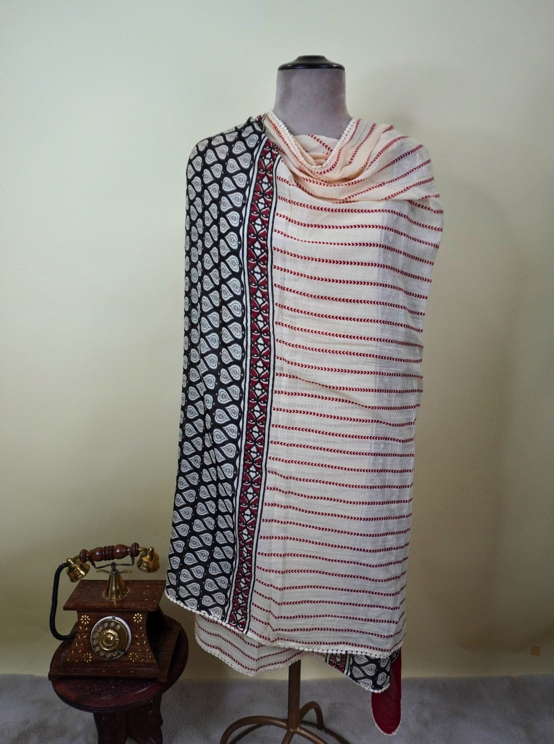 BAGRU PRINT LACE COTTON SUIT MUL DUPATTA (SM1028)
