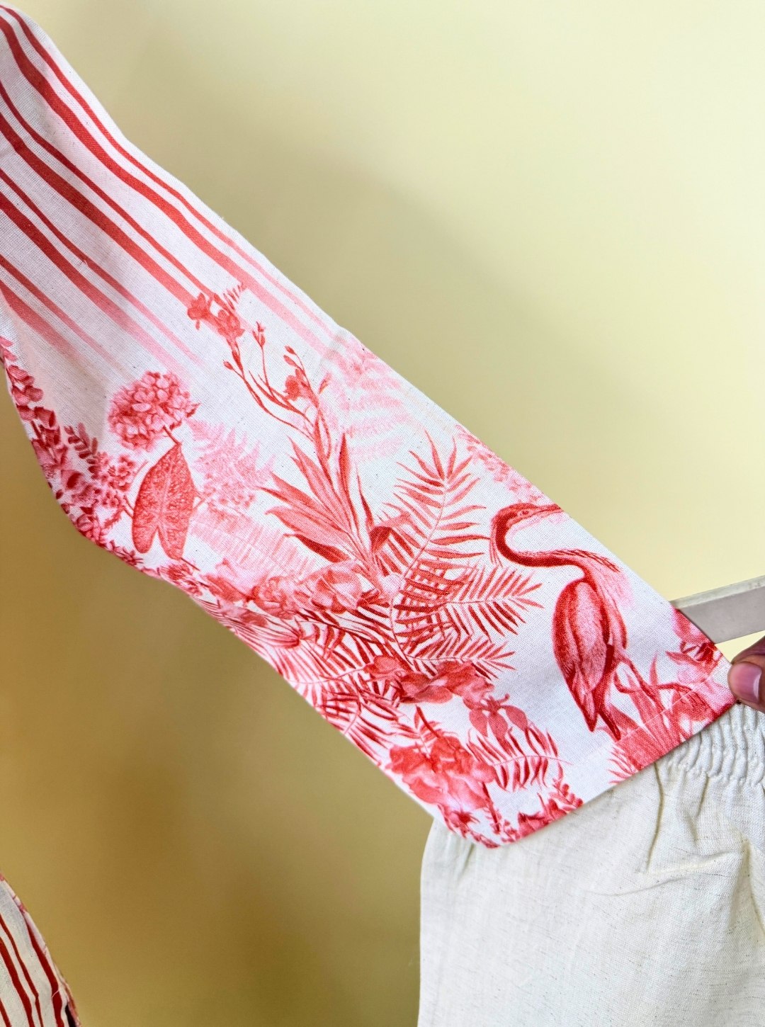 IVORY RUST ORANGE SWAN PRINT KURTI WITH SEQUIN & THREAD WORK (KUR1002)