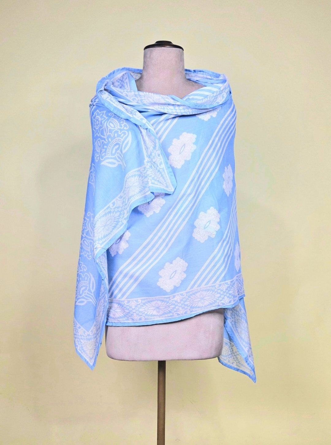 LIGHT BLUE COLOUR CAMBRIC COTTON KURTI WITH RESHAM NECKLINE WORK OR CAMBRIC COTTON PANT & CAMBRIC COTTON DUPATTA (KUR1031)