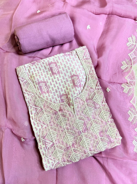 LIGHT PINK COTTON BLEND HAND EMBROIDERED SUIT (SUIT1010)