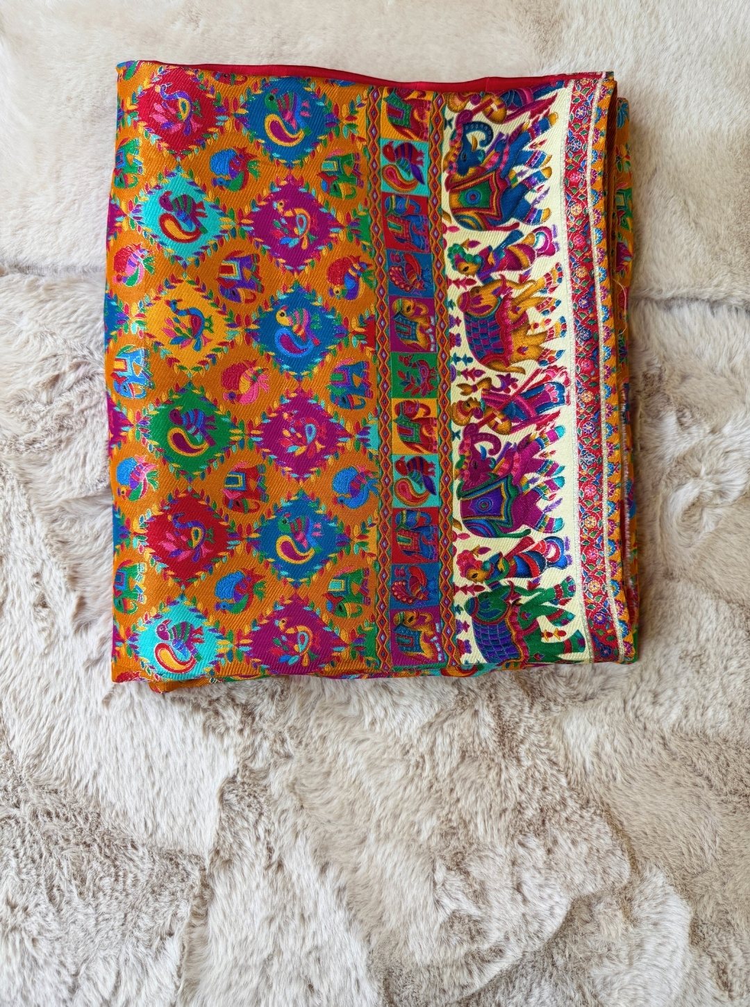 CRAPE SILK RANGKAAT POSITION PRINTING SAREE WITH WEAVING WORK (SM1053)