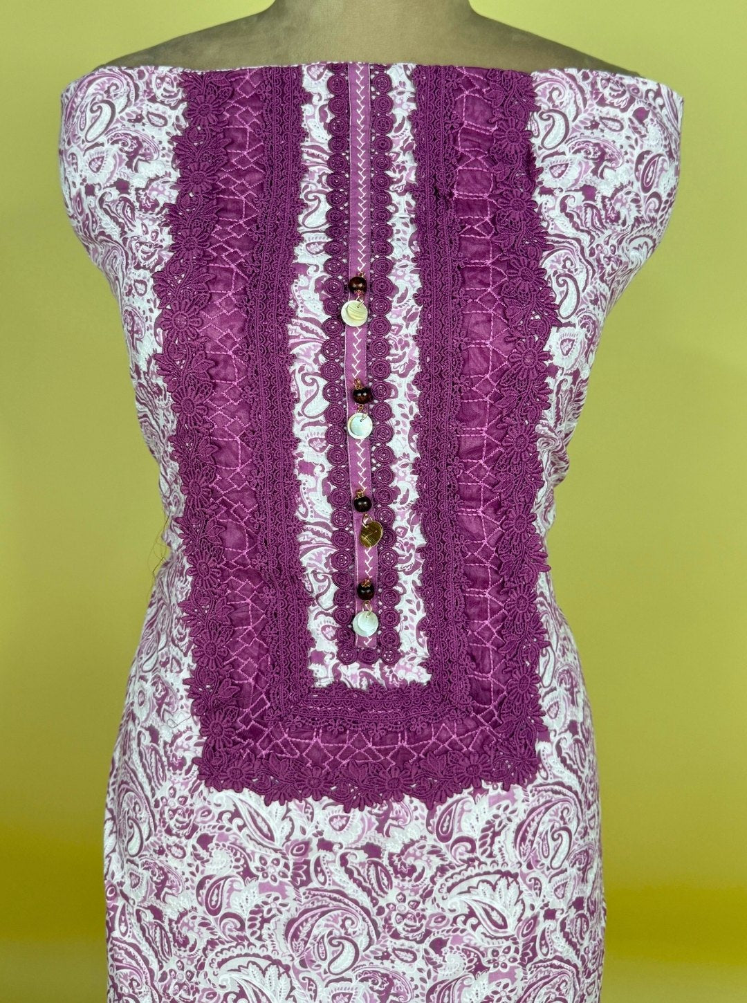 ORGANIC COTTON WITH ORGANZA AND LACE WORK MUL COTTON DUPATTA (SUIT1021)