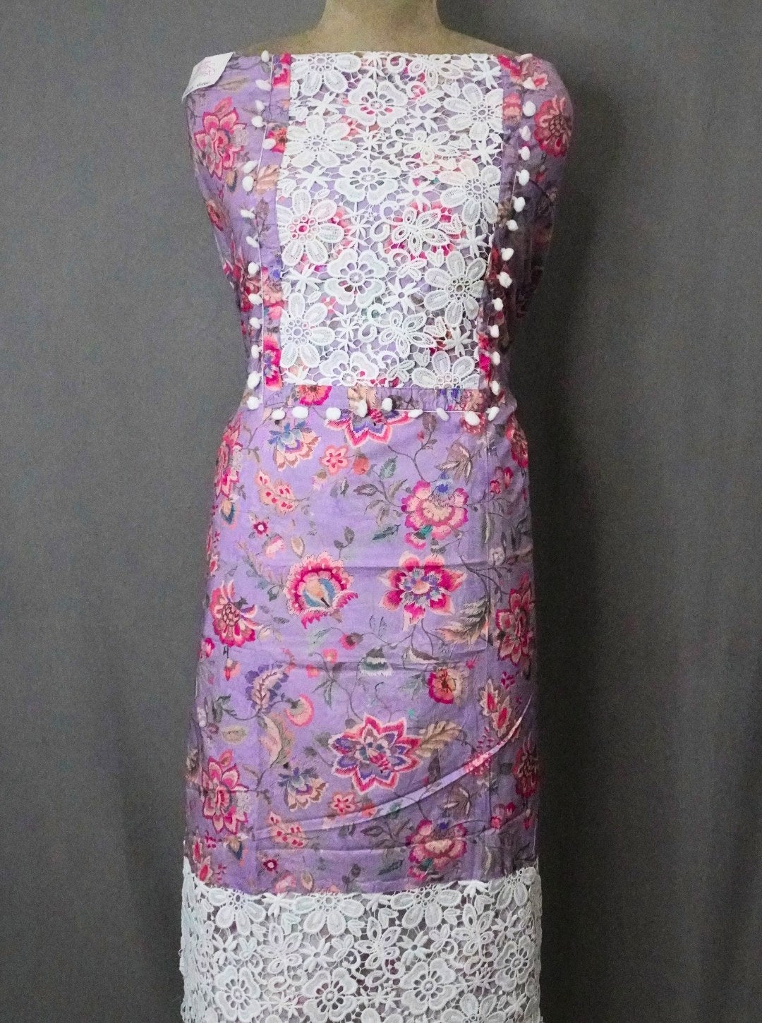RYON COTTON SUIT WITH LACE WORK