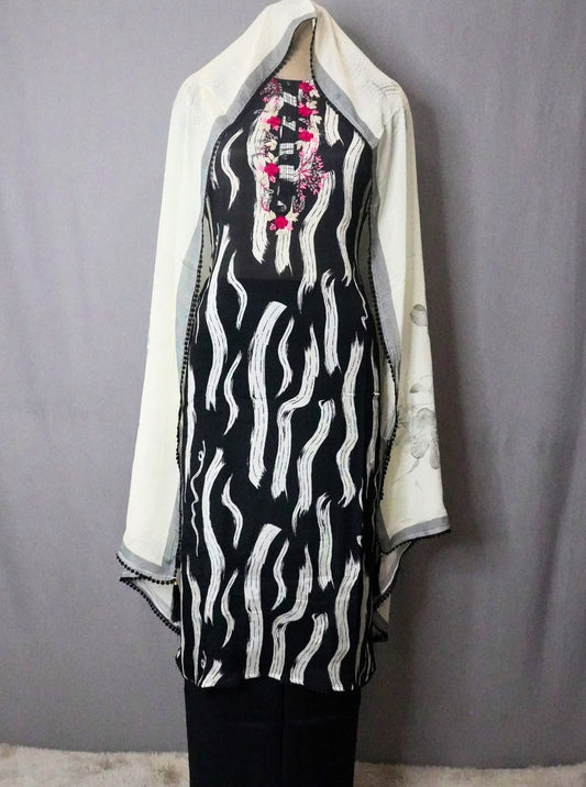 CRAPE CHINON HAND KATHA NECKLINE SUIT
