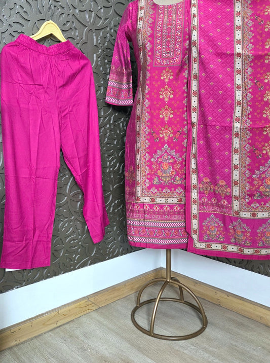 RAYON COTTON WITH DIGITAL PRINT STALL DUPPATA & PANT (KURTI1082)